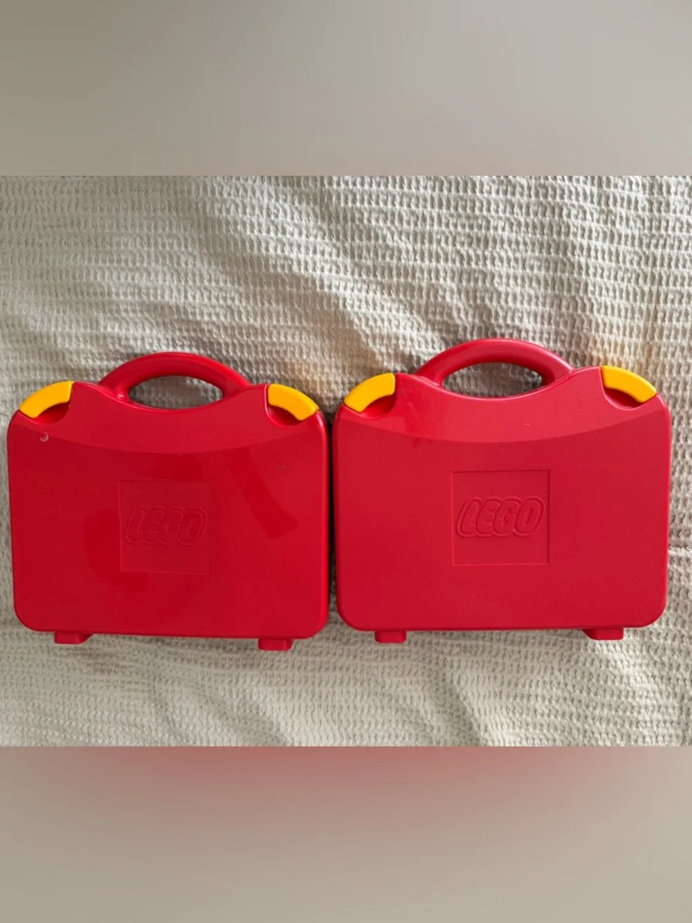 Lego Red Storage Cases with Yellow Latches (Pair) - Picture 2 of 4